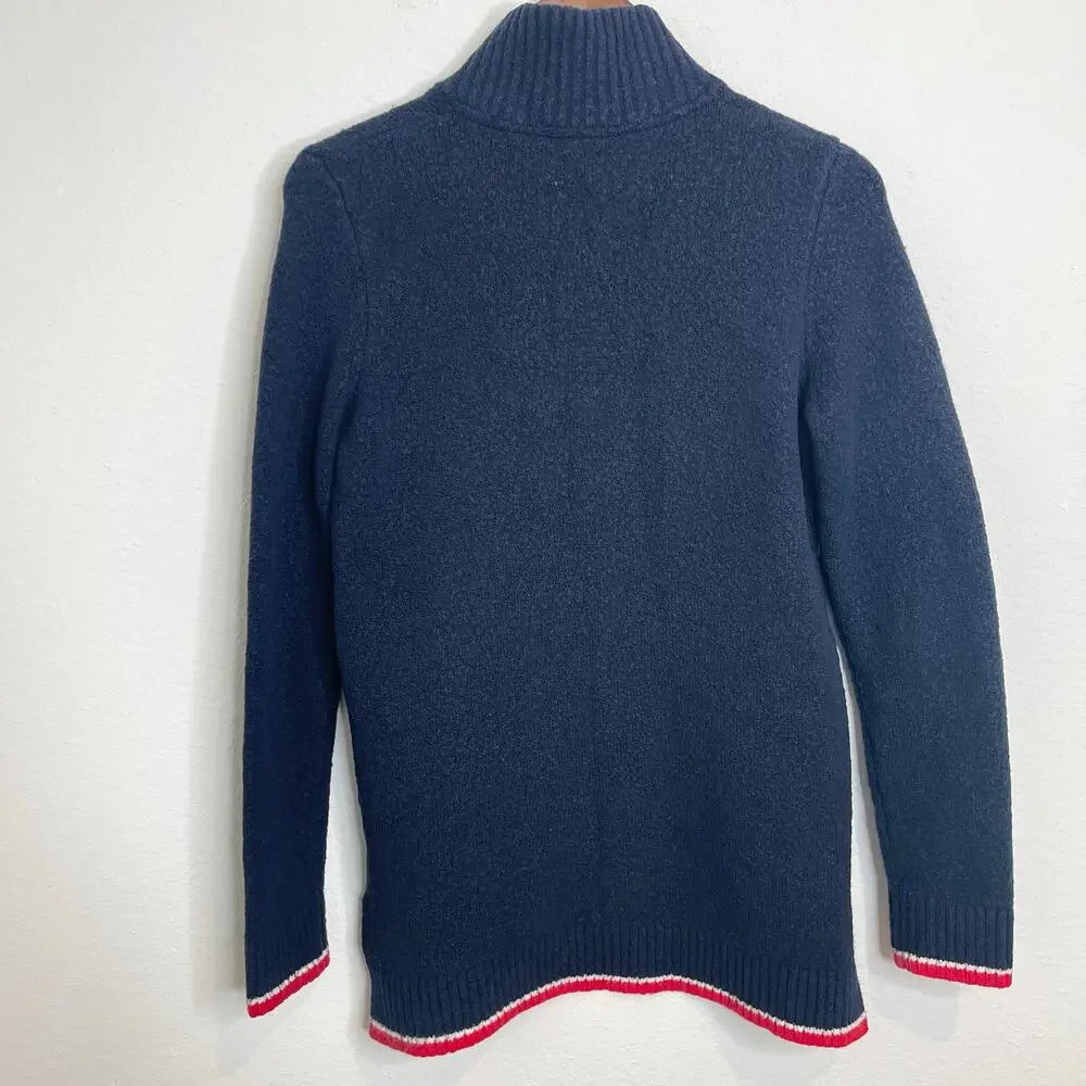 Tommy Hilfiger Quarter Zip Sweater Men’s Medium Navy Red White Logo Pullover